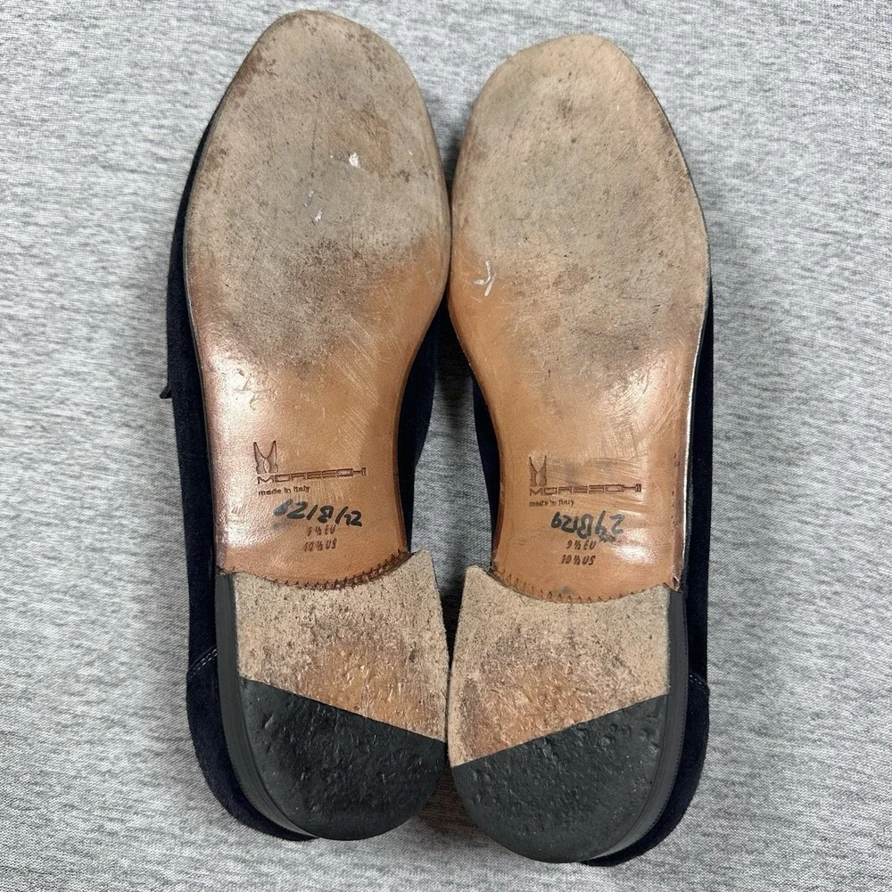 Moreschi Penny Loafers Mens Size 10.5 Blue Suede Leather Shoes Italy Made